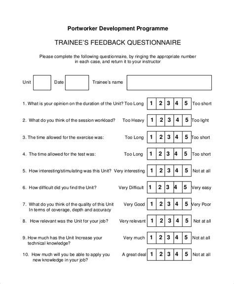 example of feedback questionnaire.